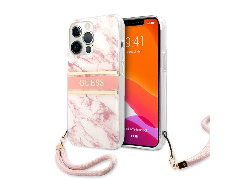 GUESS  Coque pour iPhone 13 Pro Marble Strap 