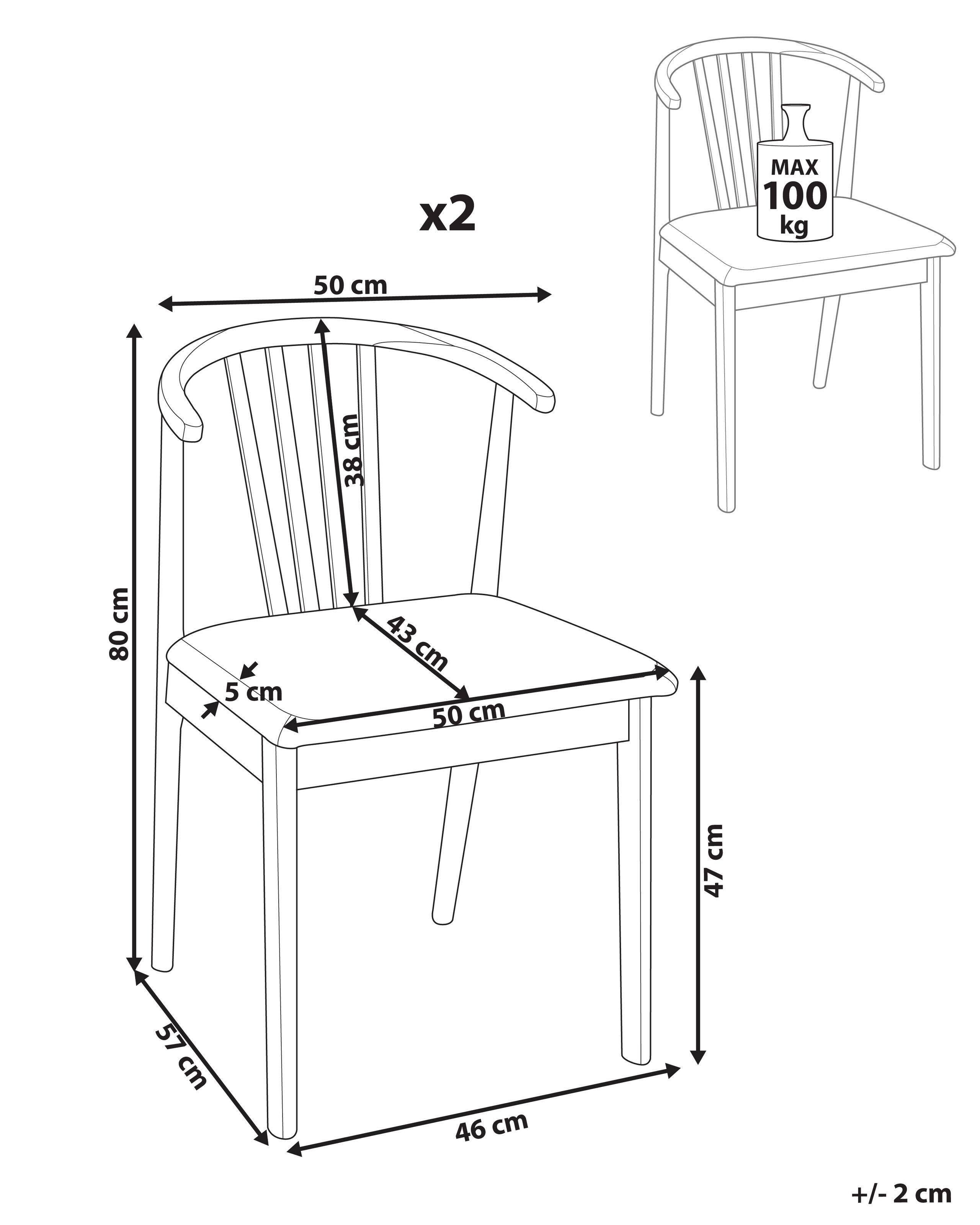 Beliani Chaise de salle à manger en Bois d'hévéa Traditionnel CRAIG  