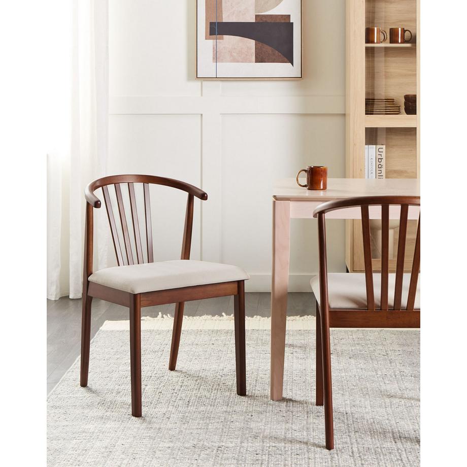 Beliani Lot de 2 chaises de salle à manger en Bois d'hévéa Traditionnel CRAIG  