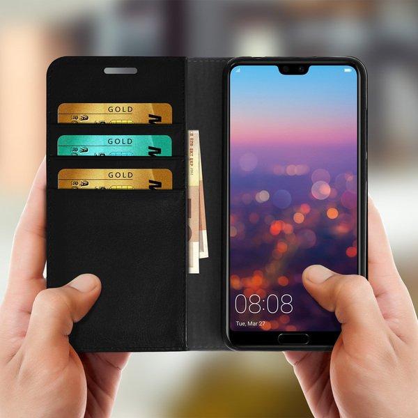 Avizar  Cover Echtleder Huawei P20 Pro Schwarz 