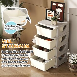 Northio Commode pour chambre d'enfant, organisateur de jouets à 4 niveaux, rangement de jouets, blanc crème  