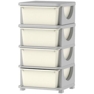 Northio Commode pour chambre d'enfant, organisateur de jouets à 4 niveaux, rangement de jouets, blanc crème  