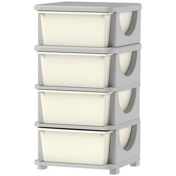 Commode pour chambre d'enfant, organisateur de jouets à 4 niveaux, rangement de jouets, blanc crème