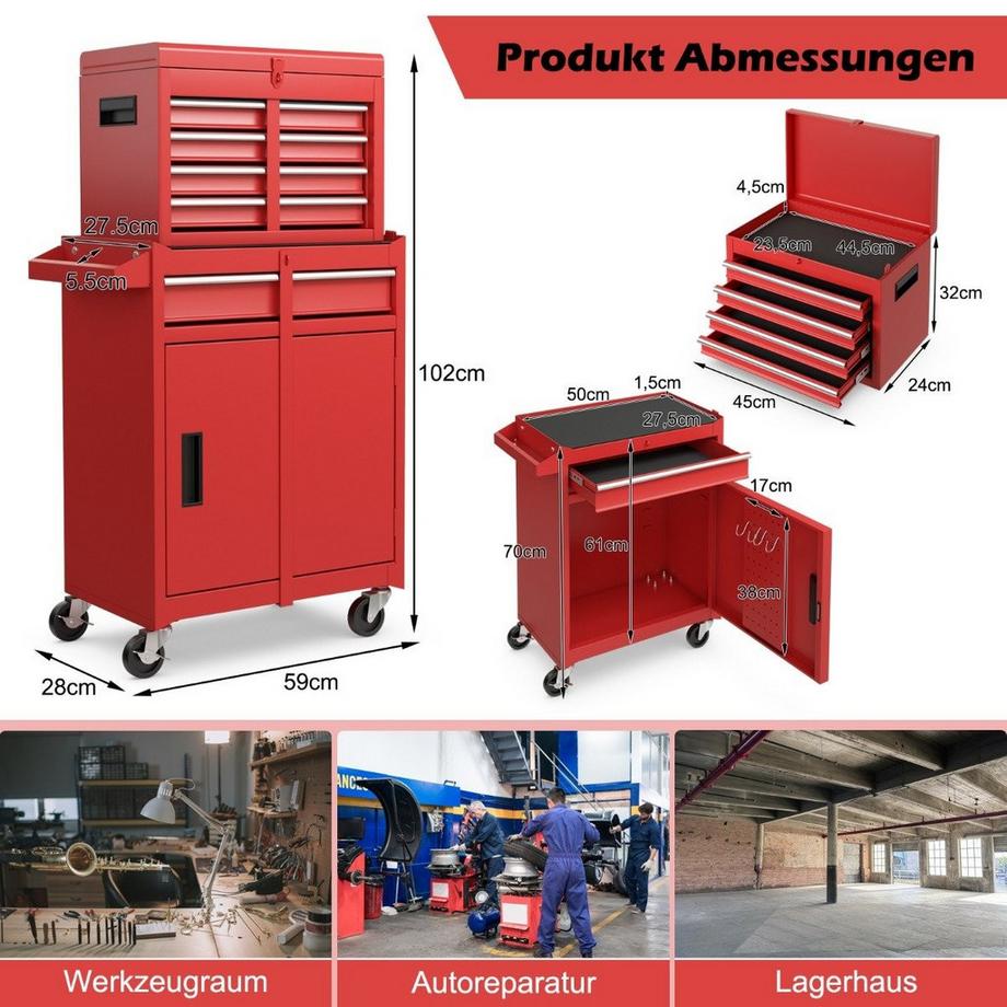 Northix Carrello portautensili 2 in 1 con cassetti  