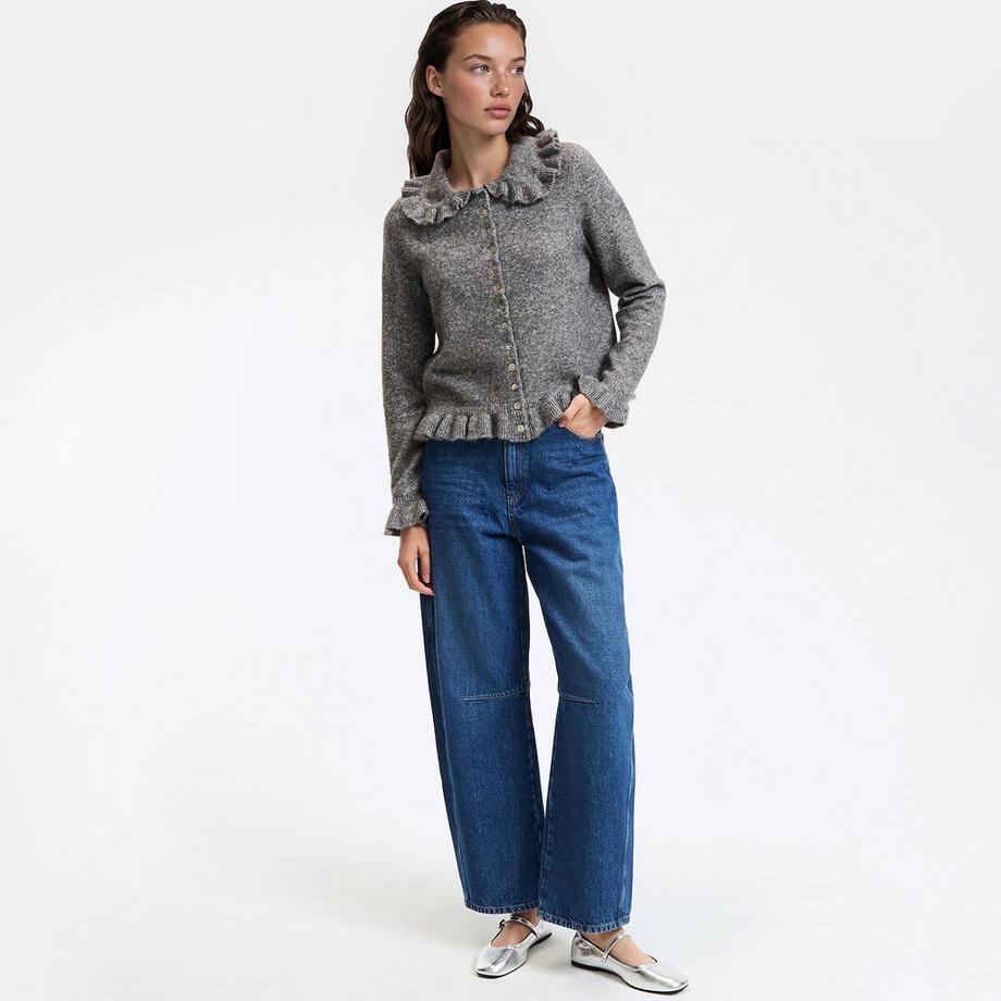 La Redoute Collections Cardigan col Claudine avec détails volants  