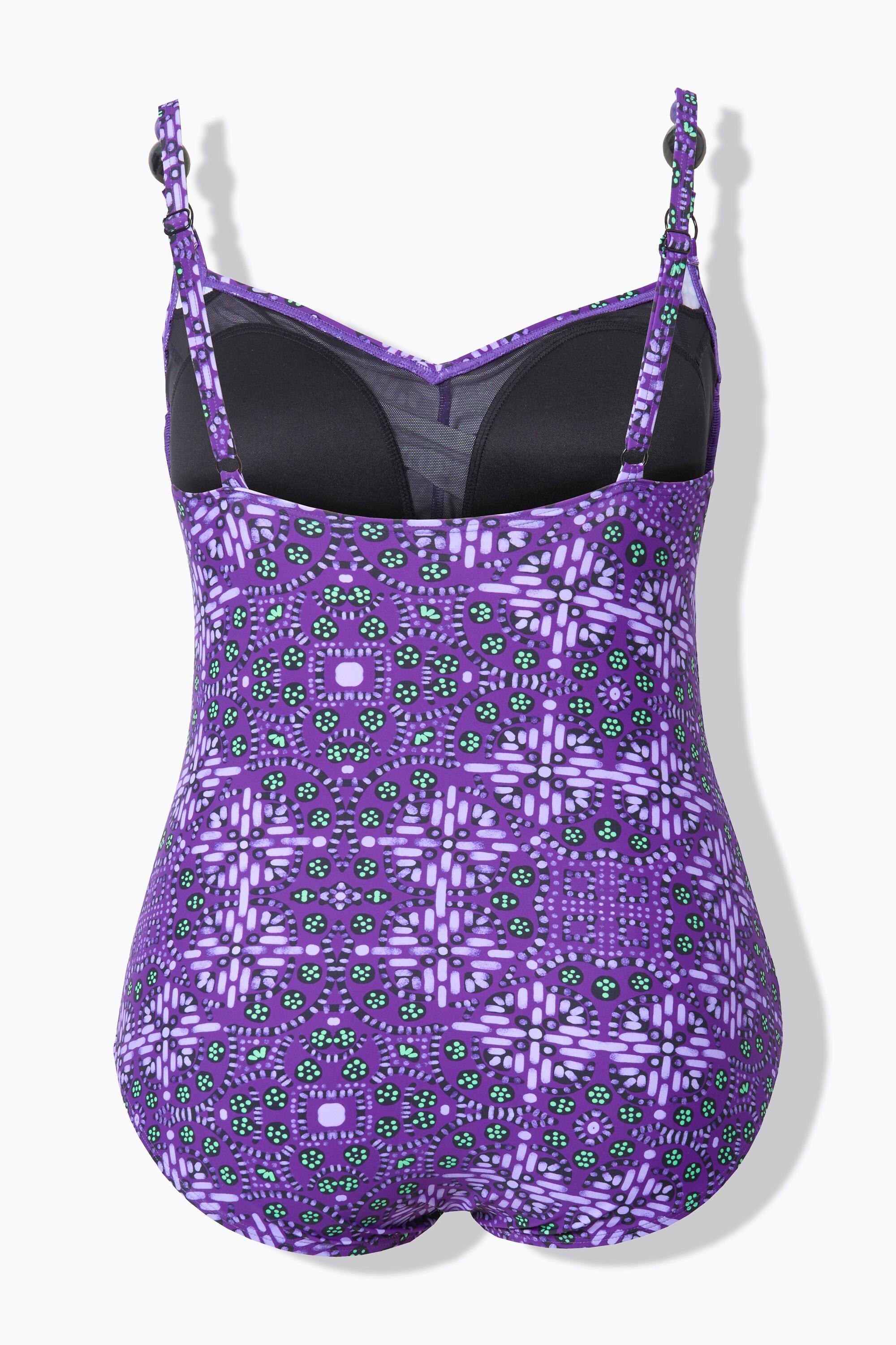 Ulla Popken Maillot de bain drapé bonnets souples perles fantaisie  