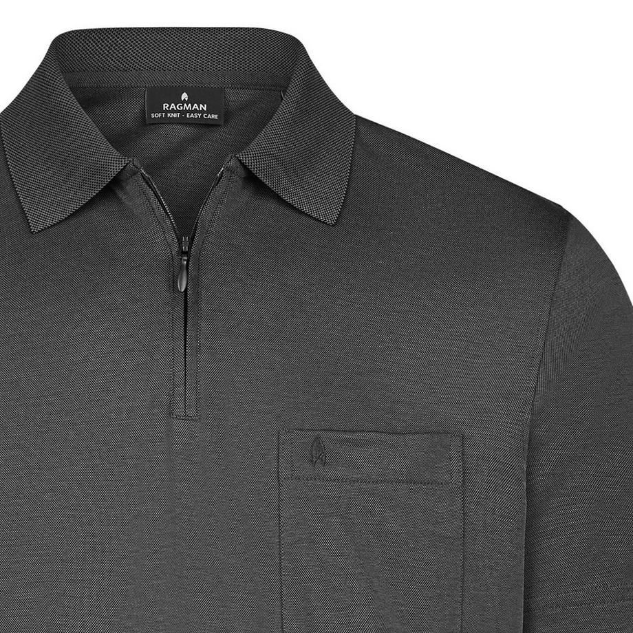 Ragman Basic Poloshirt mit Reissverschluss  