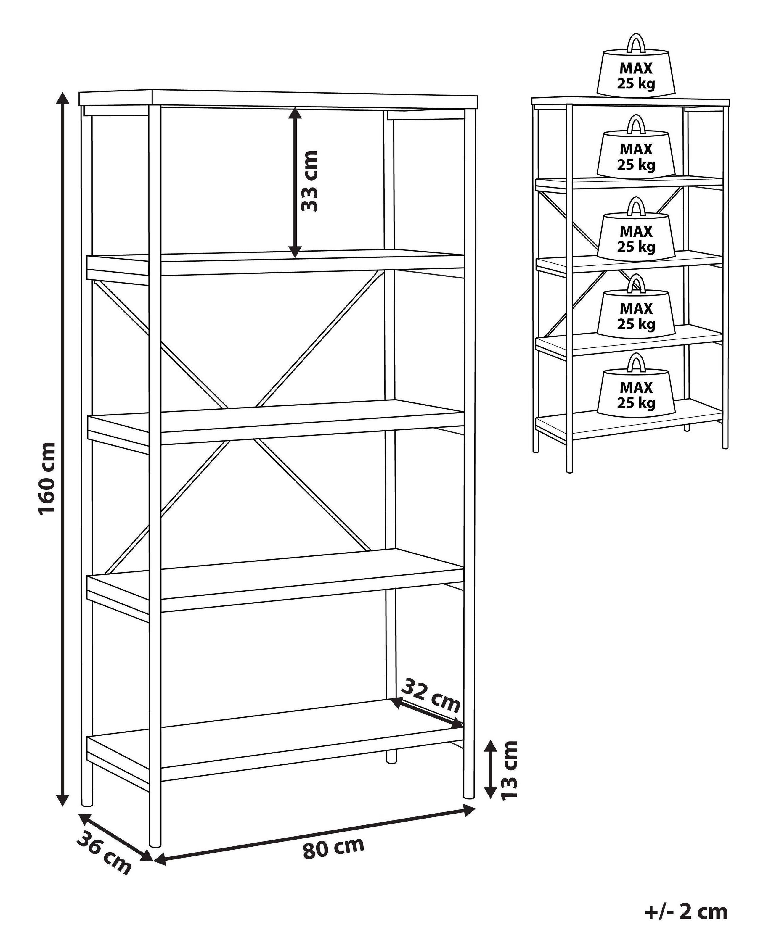 Beliani Bücherregal mit 4 Fächern aus MDF-Platte Industriell BRISBANE  