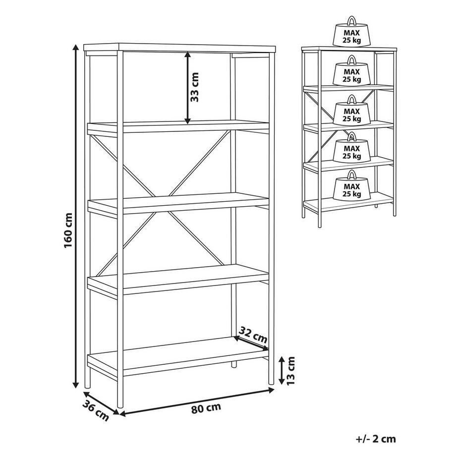 Beliani Étagère à 4 niveaux en MDF Industriel BRISBANE  