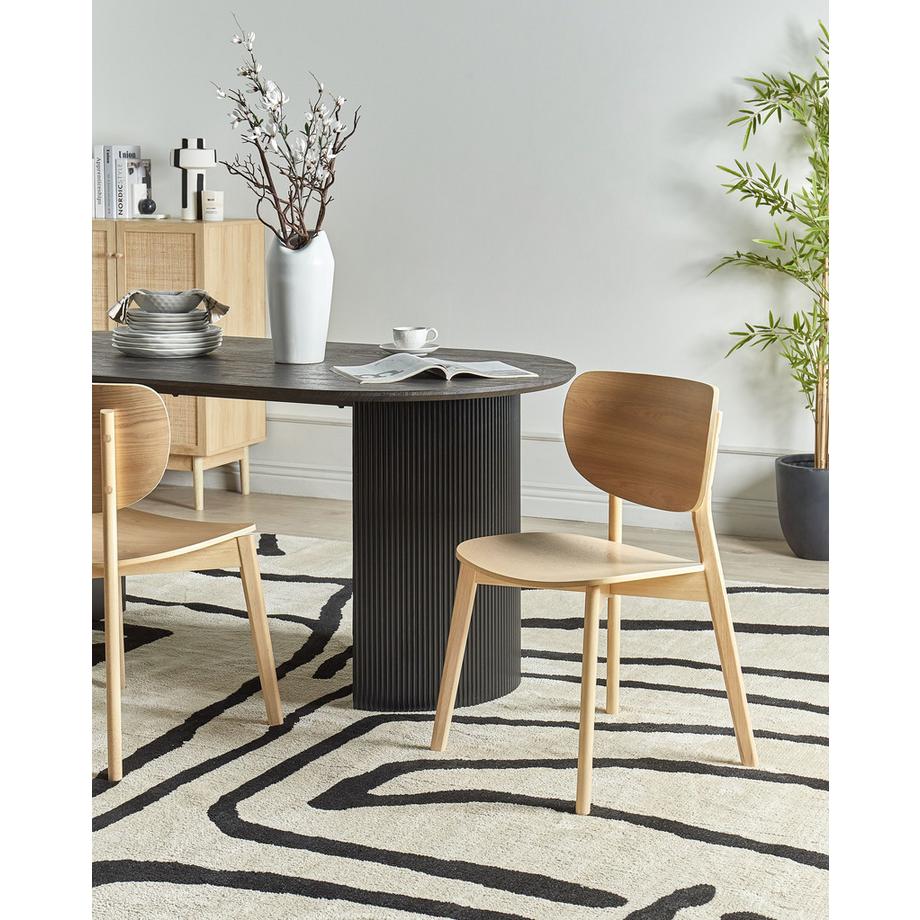 Beliani Lot de 2 chaises de salle à manger en Bois d'hévéa Minimaliste OVERLY  