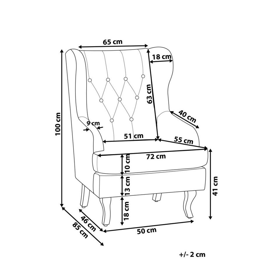 Beliani Ohrensessel aus Samtstoff Glamourös ALTA  