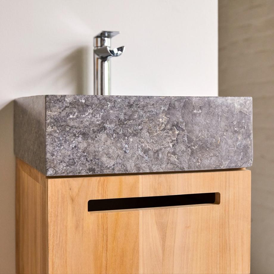 Tikamoon Meuble salle de bain en teck massif et marbre 40 cm Line  