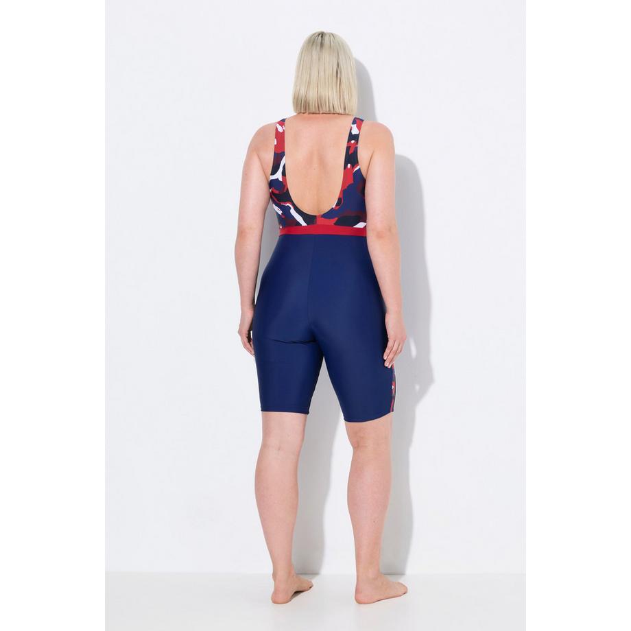 Ulla Popken Costume da bagno gamba lunga senza coppe con zip riciclato  