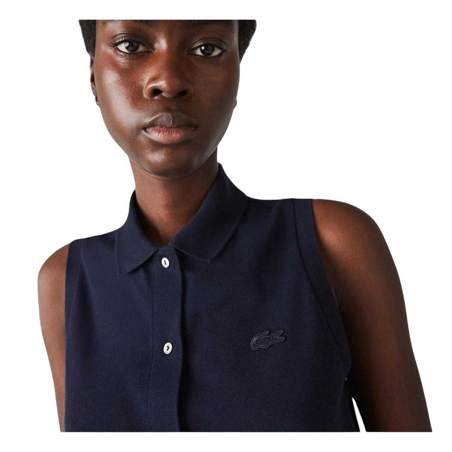 LACOSTE Vestito T-Shirt Collo Button-Down Senza Maniche  
