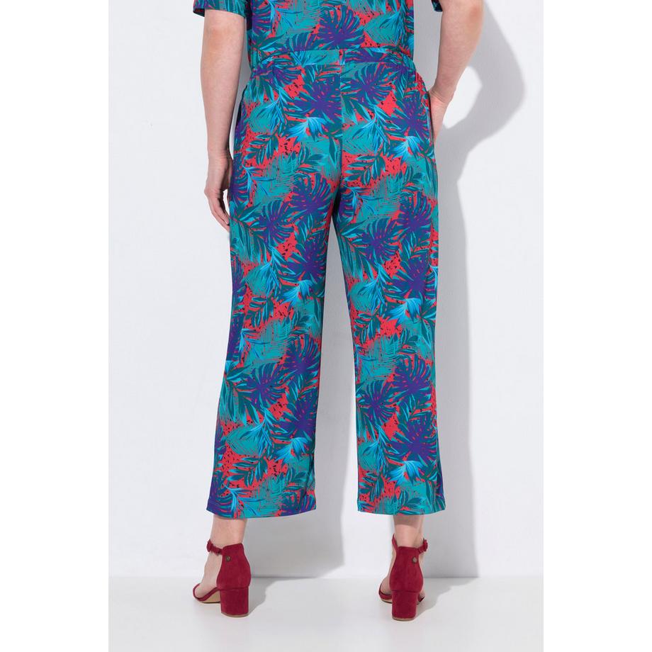 Ulla Popken Pantalon 7/8 Jersey Jambe Droite Large Taille Élastique  