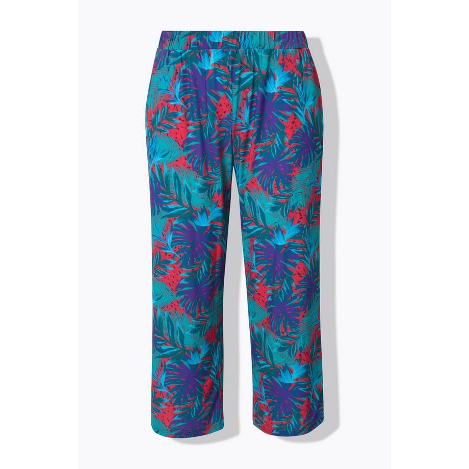 Ulla Popken Pantalon 7/8 Jersey Jambe Droite Large Taille Élastique  