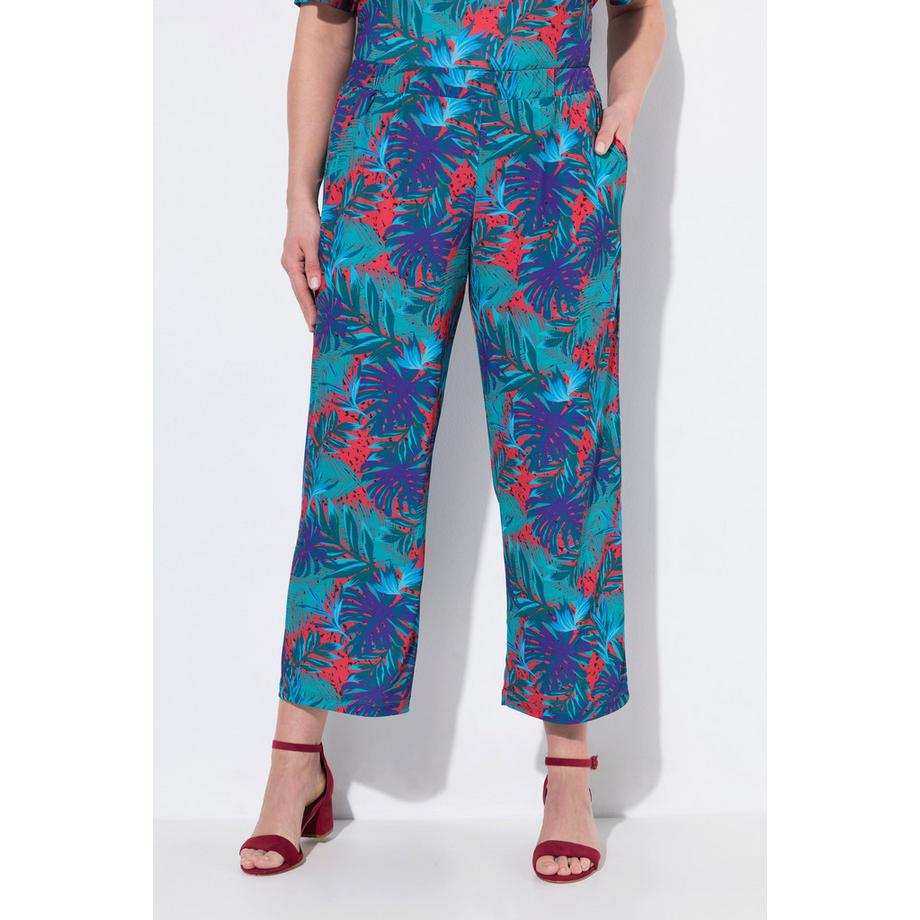 Ulla Popken Pantalon 7/8 Jersey Jambe Droite Large Taille Élastique  