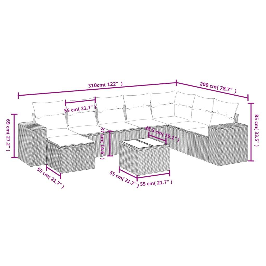 VidaXL Ensemble de canapés de jardin rotin synthétique  