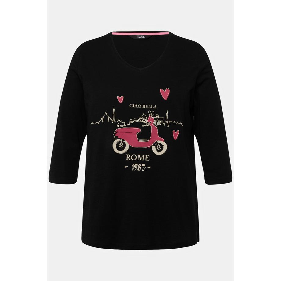 Ulla Popken Ciao Bella Classic Col V Manches 3/4 T-shirt  