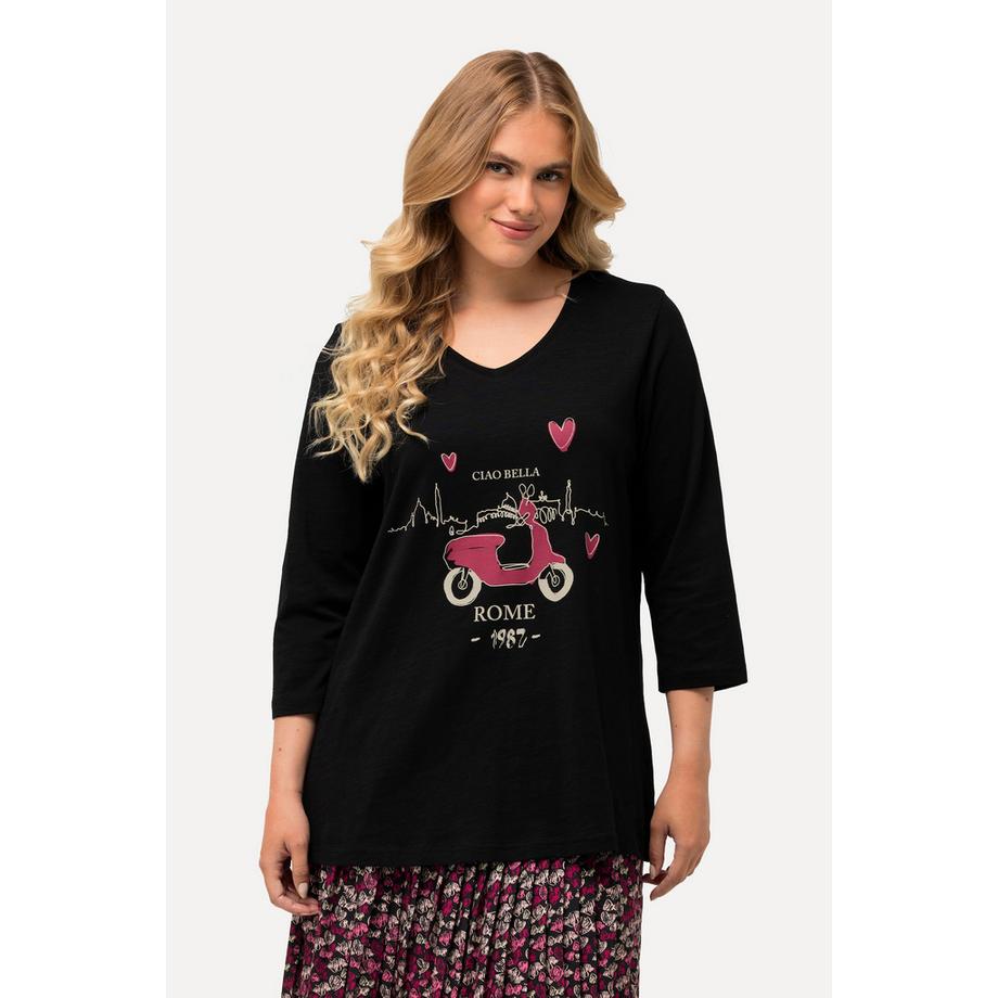 Ulla Popken Ciao Bella Classic Col V Manches 3/4 T-shirt  