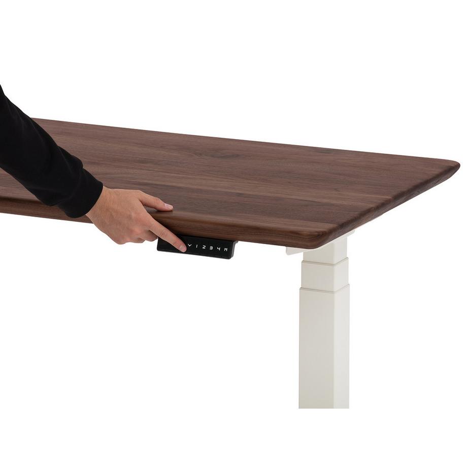 Oakywood Standing Desk Holztisch mit Höhenverstellung - aus Massivholz - Walnuss / 160x80 / Weiß  