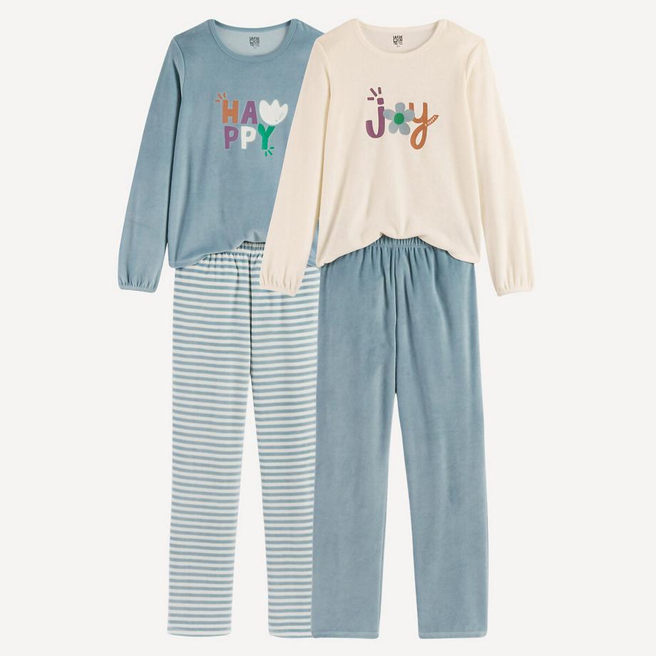 2er-Pack Langarm-Pyjamas aus Velours