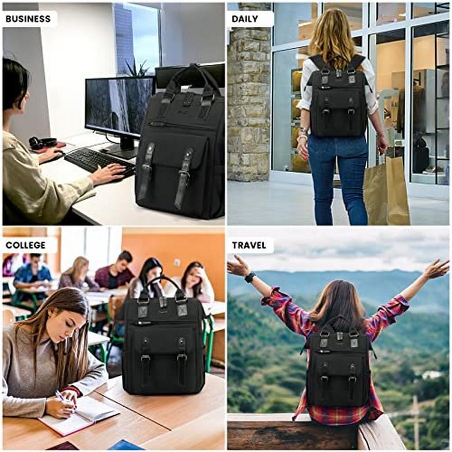 Only-bags.store Sac à dos pour ordinateur portable 15.6 pouces avec pochette pour câble de données port de chargement USB  