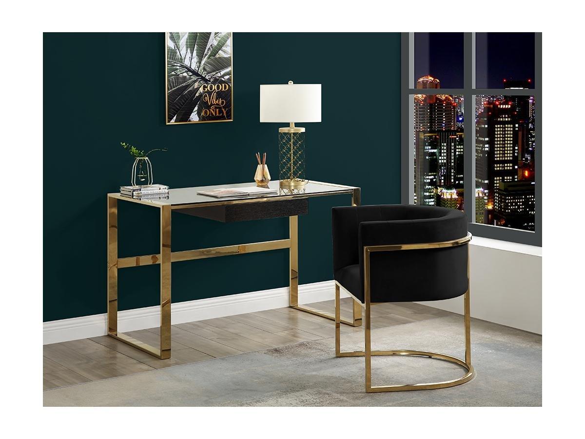 PASCAL MORABITO Stuhl mit Armlehnen 6er-Set - Samt & Metall - Schwarz & Goldfarben - PERIA von Pascal MORABITO  