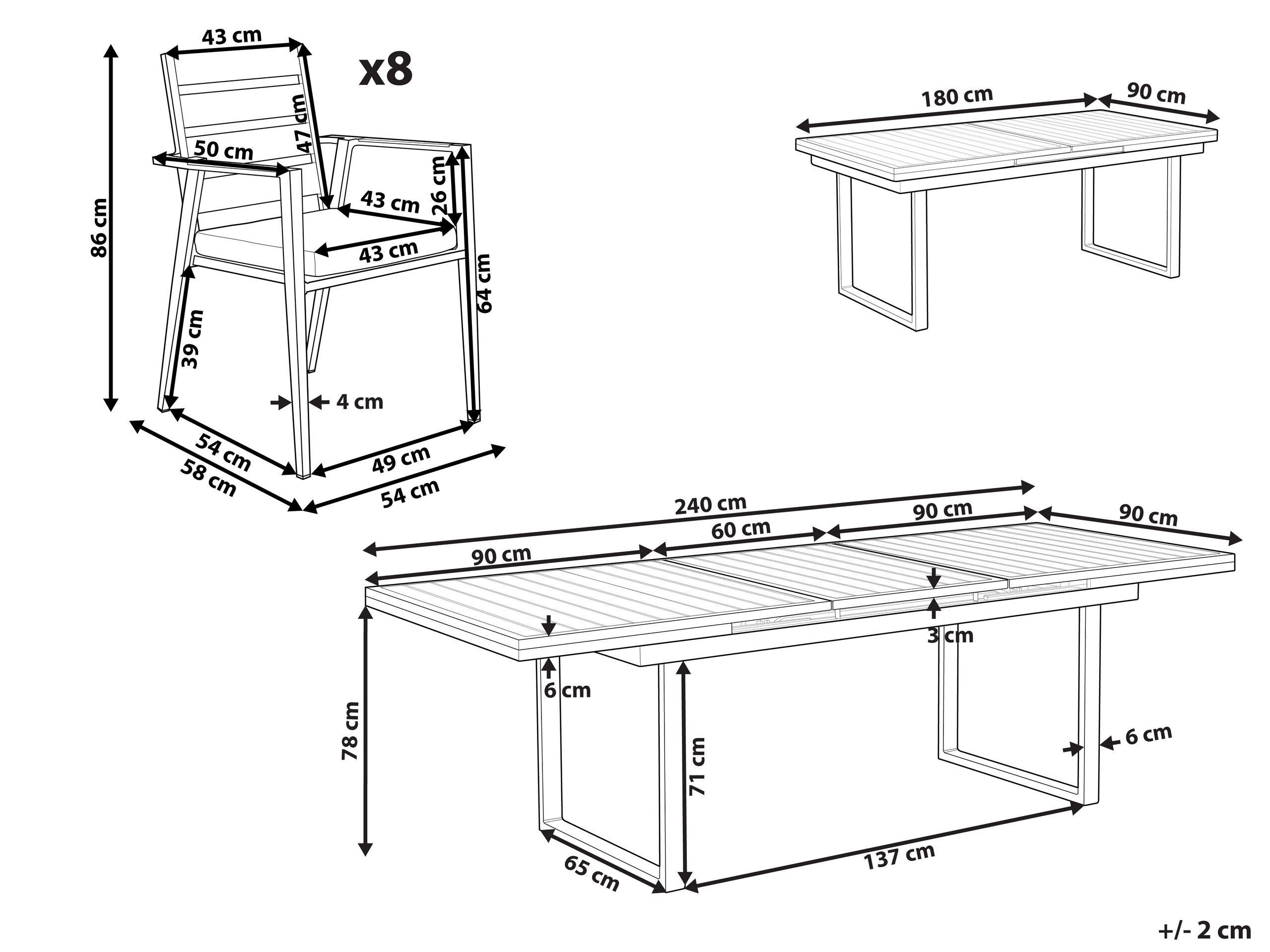 Beliani Essgruppe für 8 Personen aus Aluminium Modern VALCANETTO/TAVIANO  