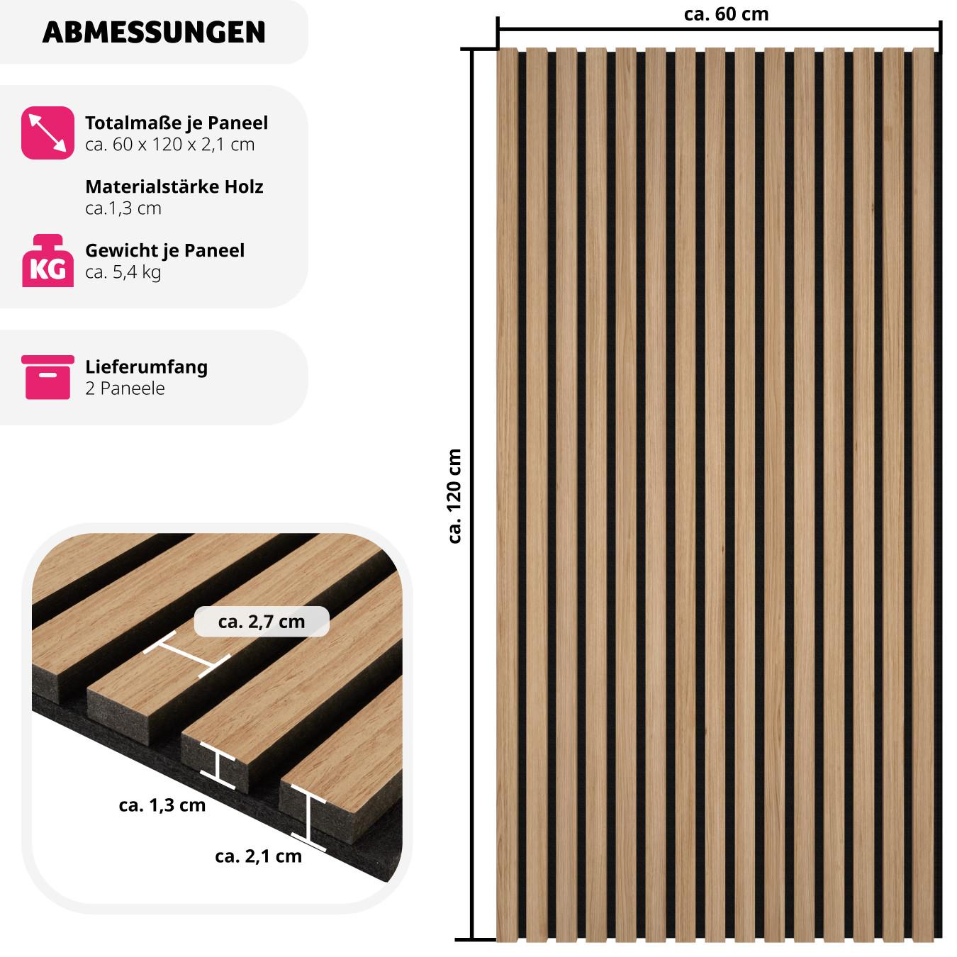 Tectake Lot de 2 panneaux acoustiques Sonic Wall aspect bois  