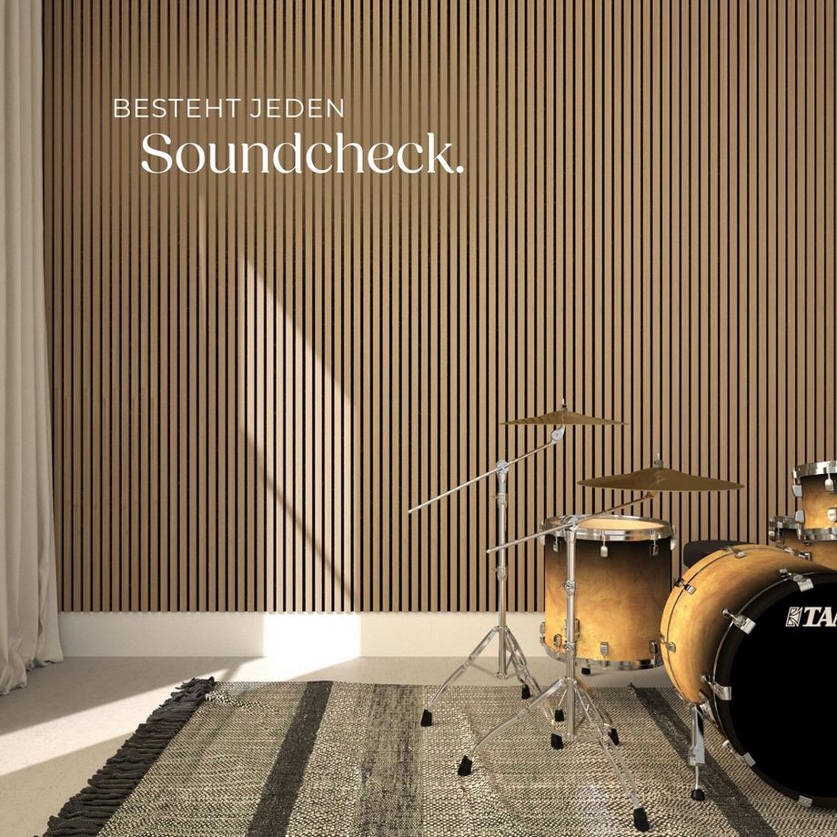 Tectake Akustikpaneele Sonic Wall Holzoptik in Eiche schallabsorbierender Filz - 2er Set  