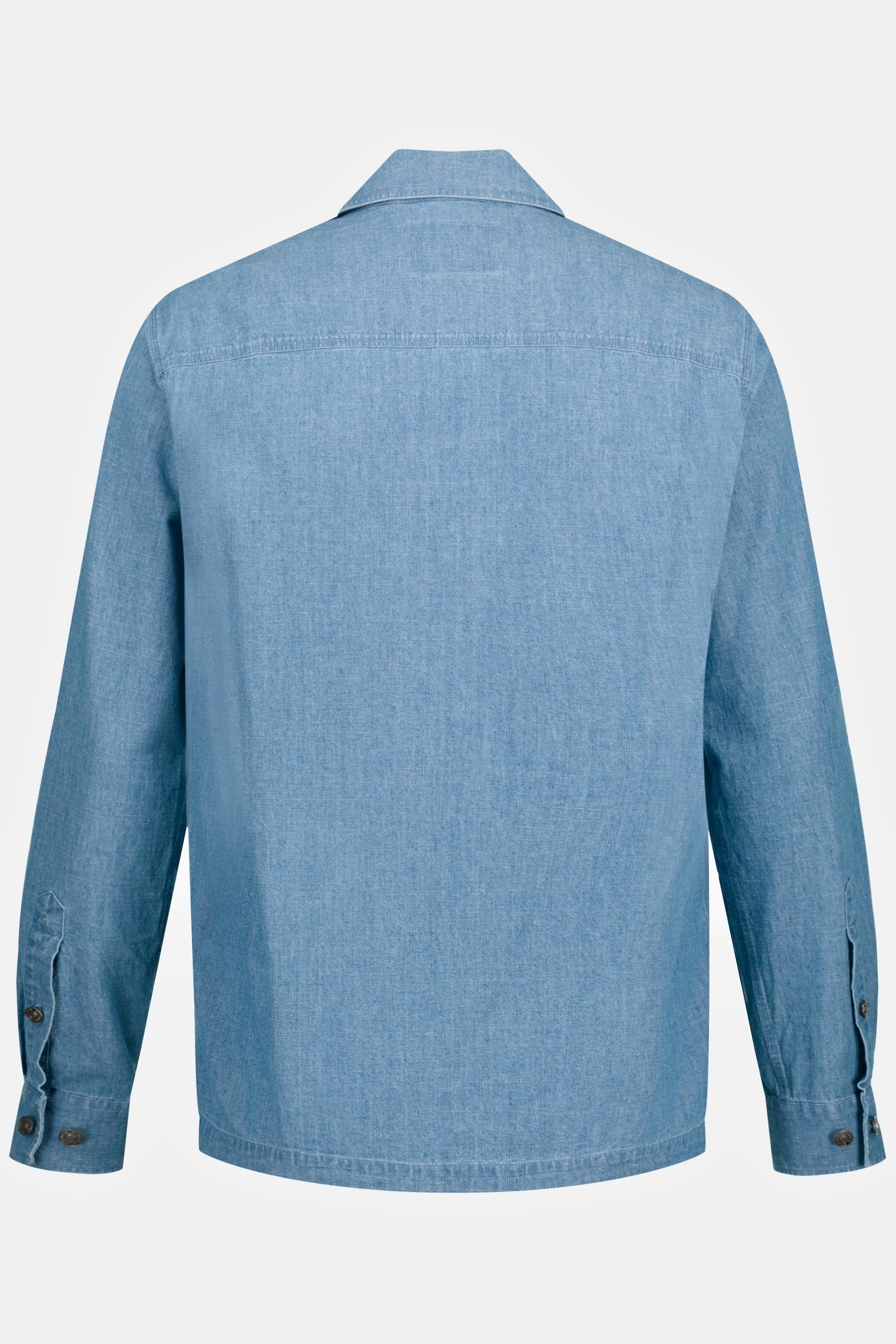 Sthuge  Camicia STHUGE da indossare sopra altri indumenti con maniche lunghe, colletto ad apertura inglese ed effetto jeans blu chiaro 