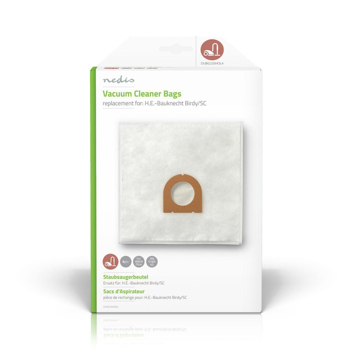 Nedis Sacchetto per aspirapolvere | 4 pz. | Sintetico | Più venduto per: H.E.-Bauknecht Birdy/SC | Bianco  