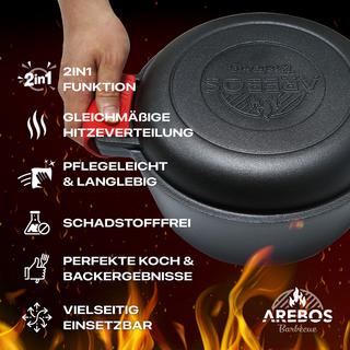 Arebos  Dutch Oven BBQ 2in1 Marmite en fonte Marmite de feu Marmite 