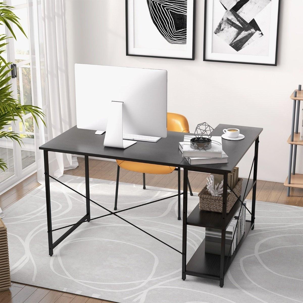 Northio Scrivania angolare con scomparti  