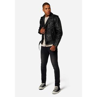 RICANO  Veste en cuir pour hommes style Brando - Perfecto avec col revers 