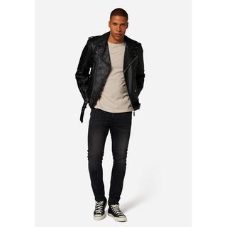 RICANO  Veste en cuir pour hommes style Brando - Perfecto avec col revers 