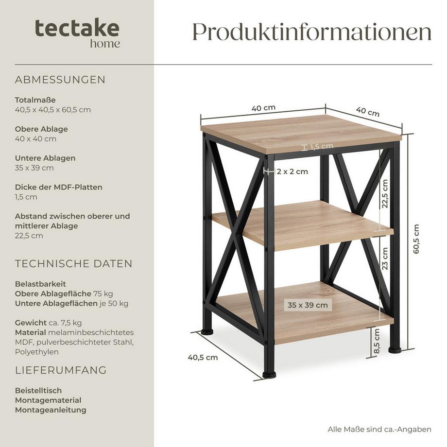 Tectake Tavolino Nottingham  Stile industriale  