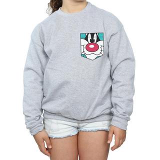 LOONEY TUNES  Sylvester Face Faux Pocket Sweatshirt 