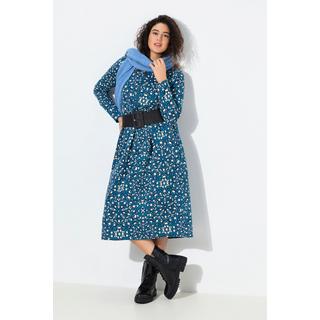 Ulla Popken Robe Midi Sweat A-Line Col Rond Manches Longues  