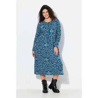 Ulla Popken Robe Midi Sweat A-Line Col Rond Manches Longues  