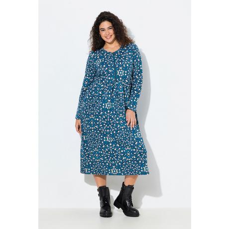 Ulla Popken Robe Midi Sweat A-Line Col Rond Manches Longues  