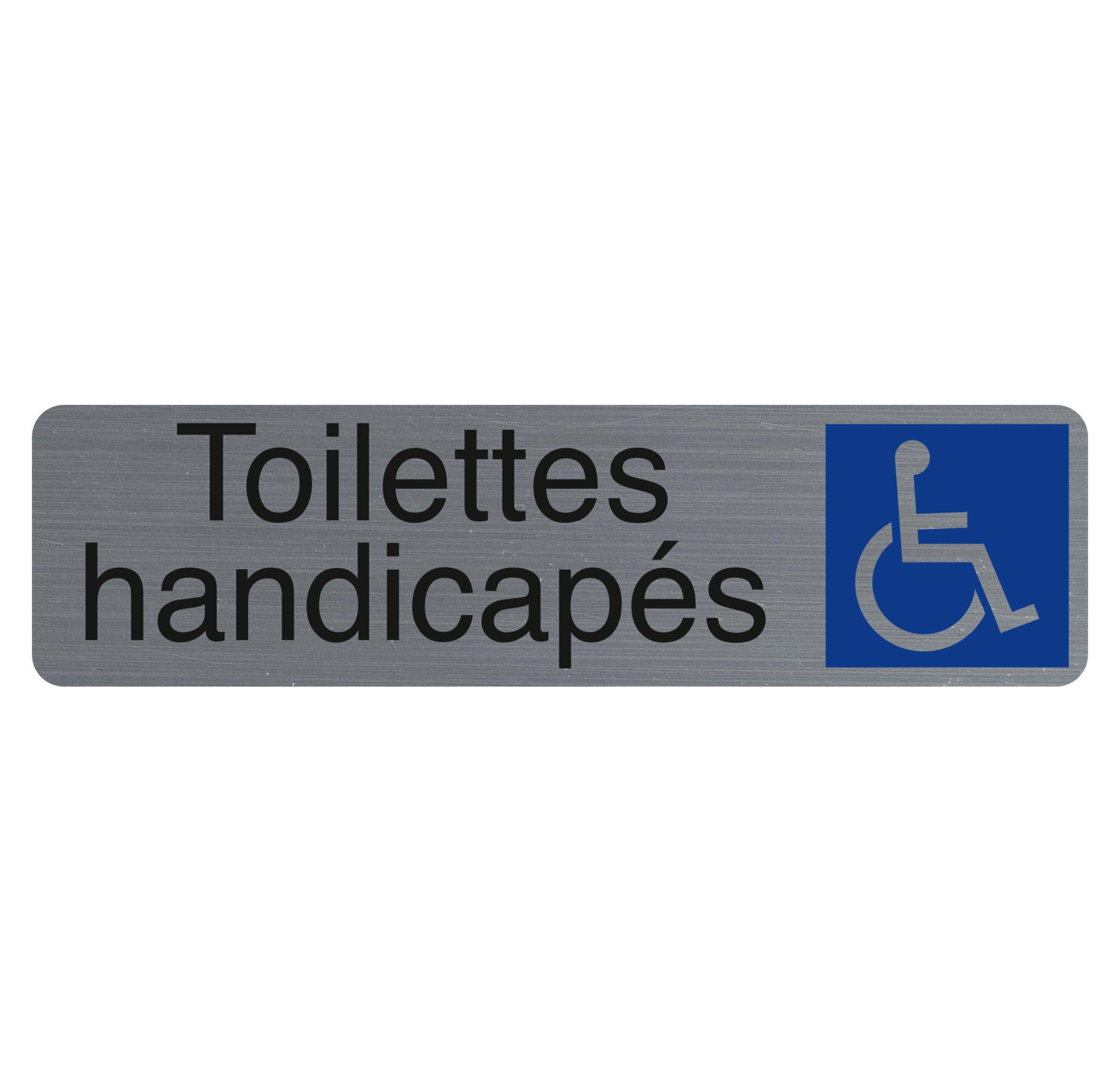 Exacompta Plaque adhésive imitation aluminium Toilettes handicapés 16,5X4,4 cm  