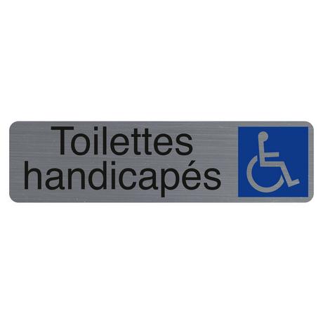 Exacompta Plaque adhésive imitation aluminium Toilettes handicapés 16,5X4,4 cm  