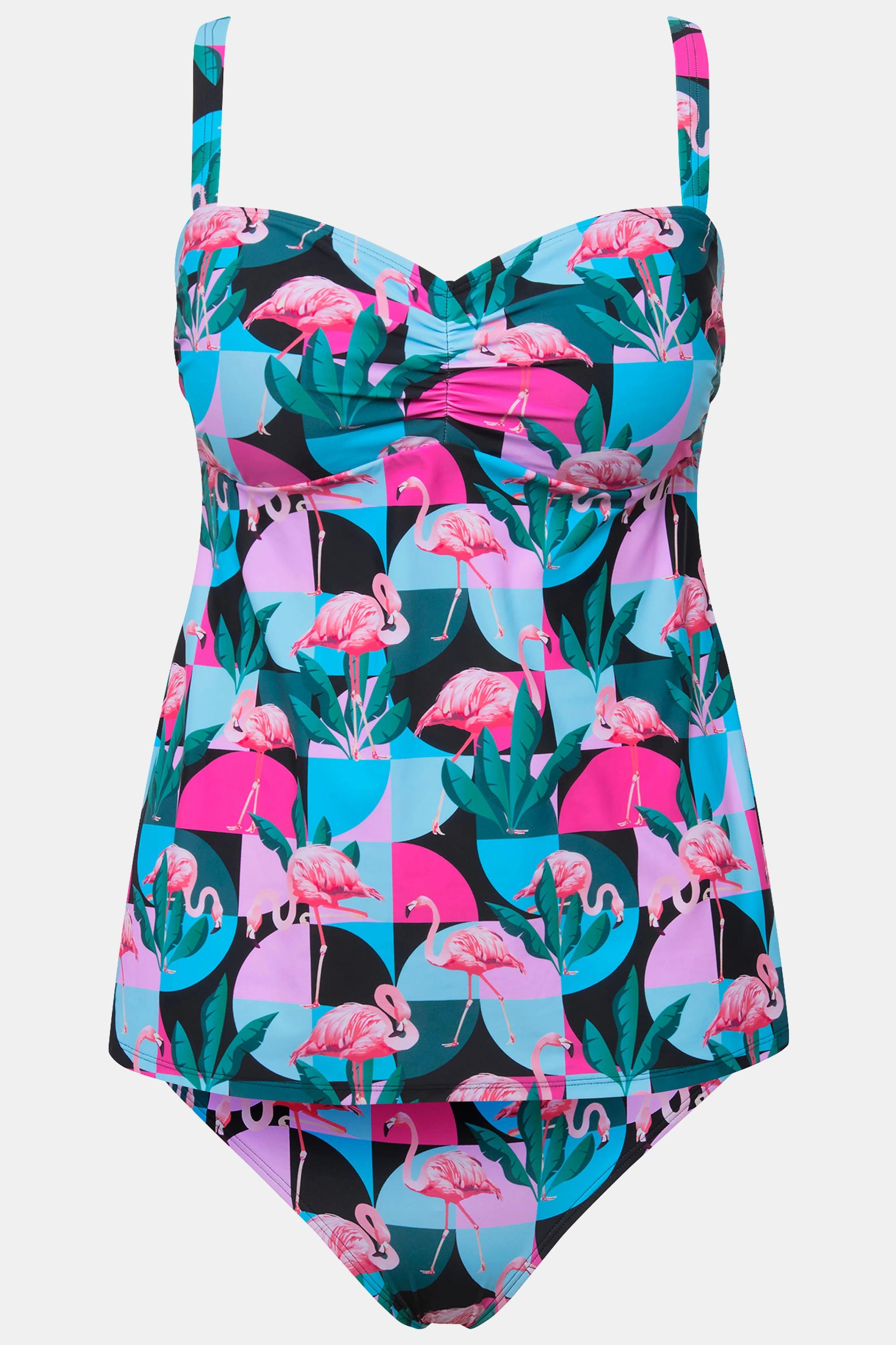 Ulla Popken  Tankini, Flamingos, Softcups, Träger verstellbar 