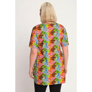 Ulla Popken  Longshirt, farbiger Print, A-Line, Carree-Ausschnitt, Halbarm 