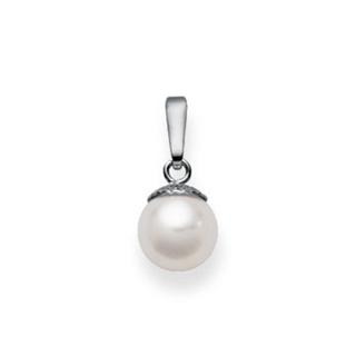 MUAU Schmuck  Pendentif or blanc 750 Perle Akoya, 15x7mm 