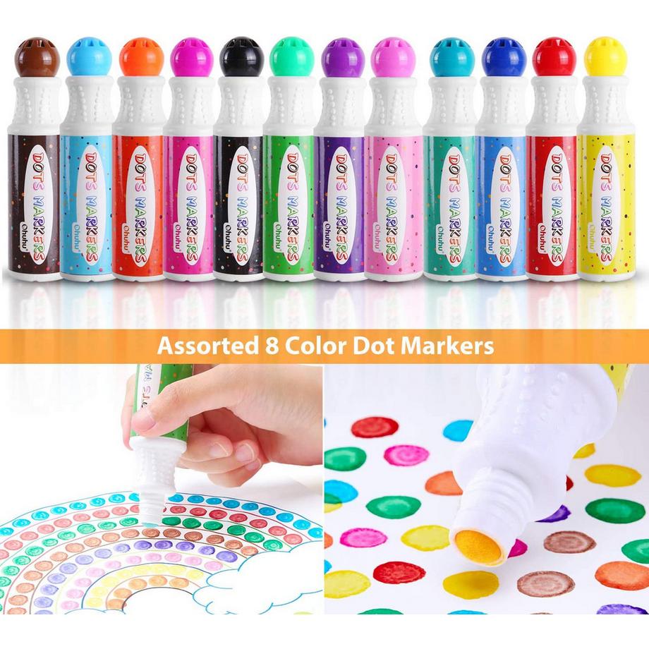 Ohuhu  Dot Markers (shuttle art waschbare punktmarker) - 12 farbige Bingomarker 