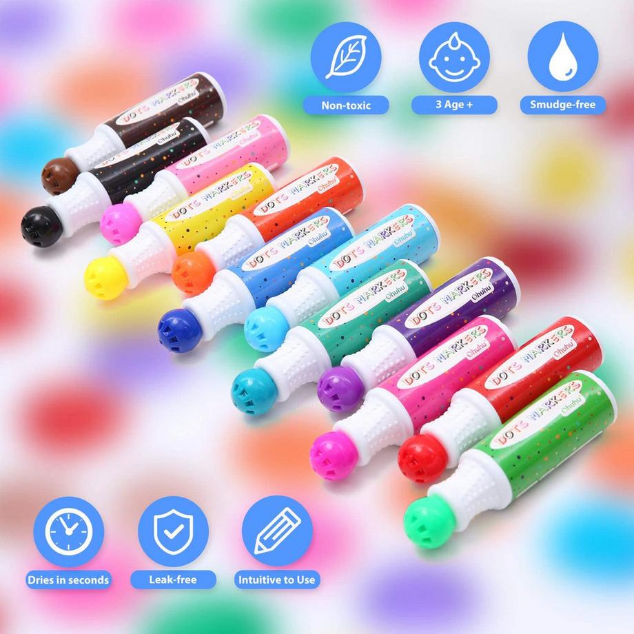 Ohuhu  Dot Markers (shuttle art waschbare punktmarker) - 12 farbige Bingomarker 