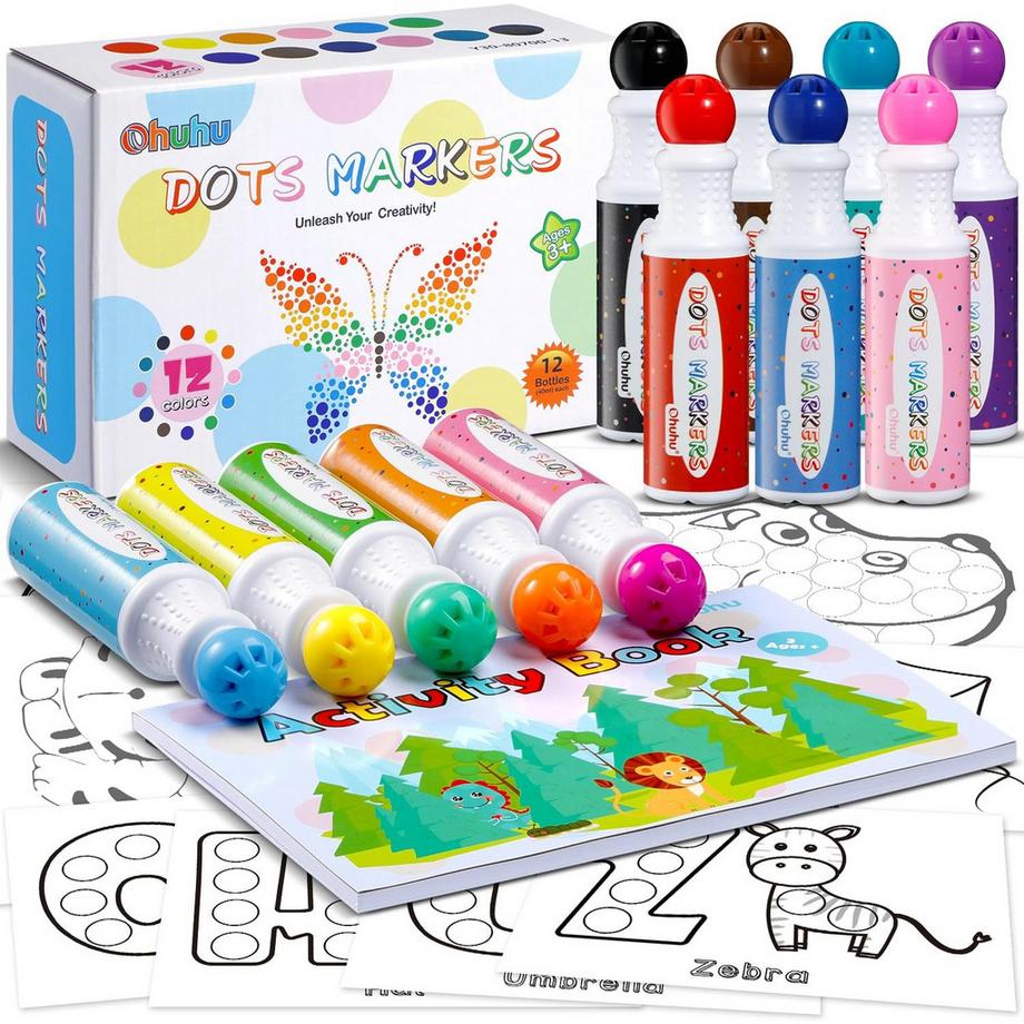 Ohuhu  Dot Markers (shuttle art waschbare punktmarker) - 12 farbige Bingomarker 